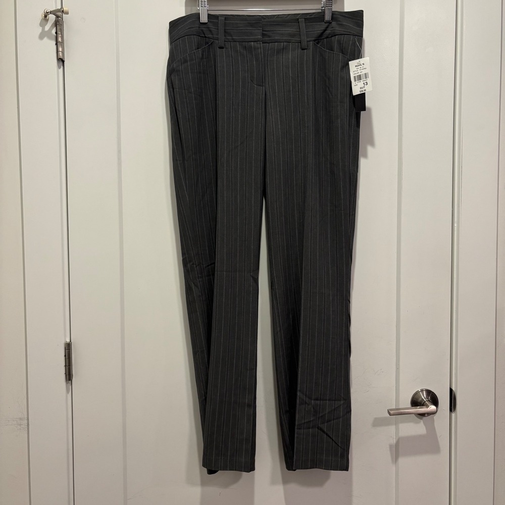 MyMichelle Gray Pinstripe Dress Pants Straight Leg Trousers Size 13 7214KR5J